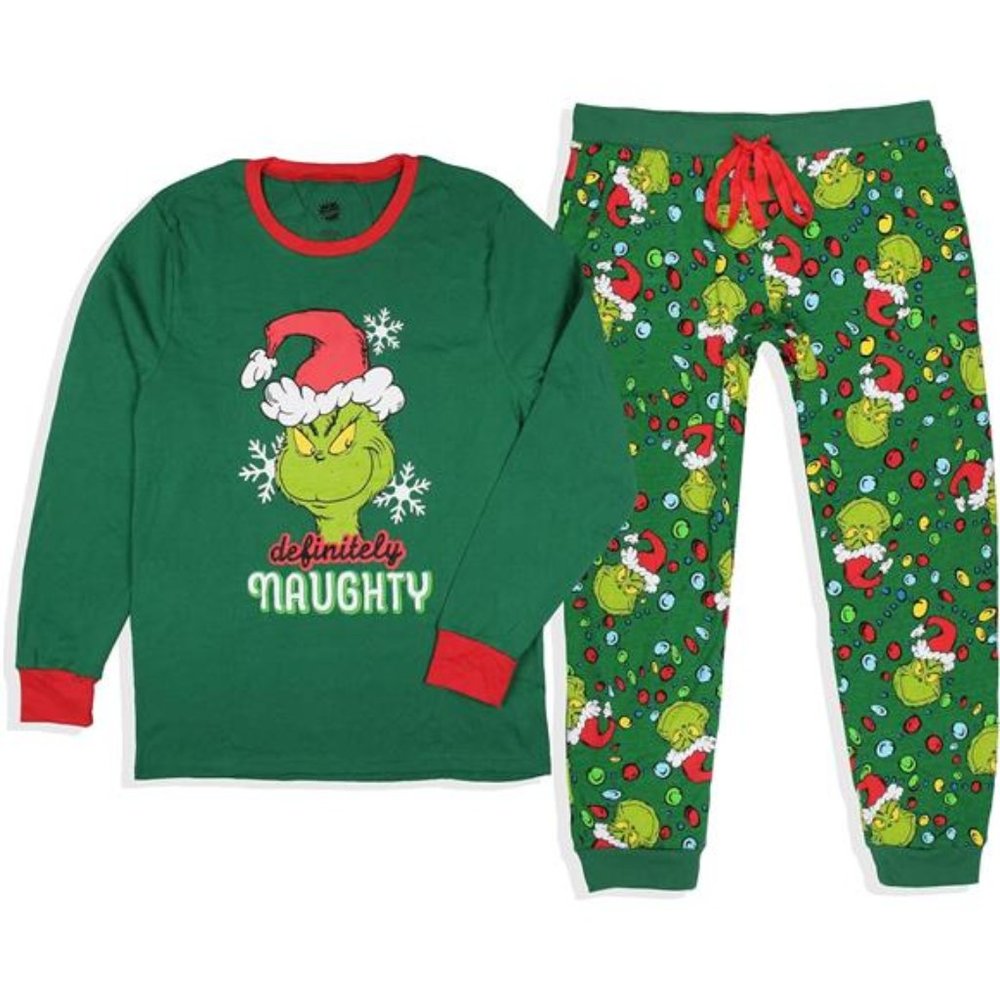 Mens Dr. Seuss How the Grinch Stole Christmas Lights Matching Family Pajama‎ Set